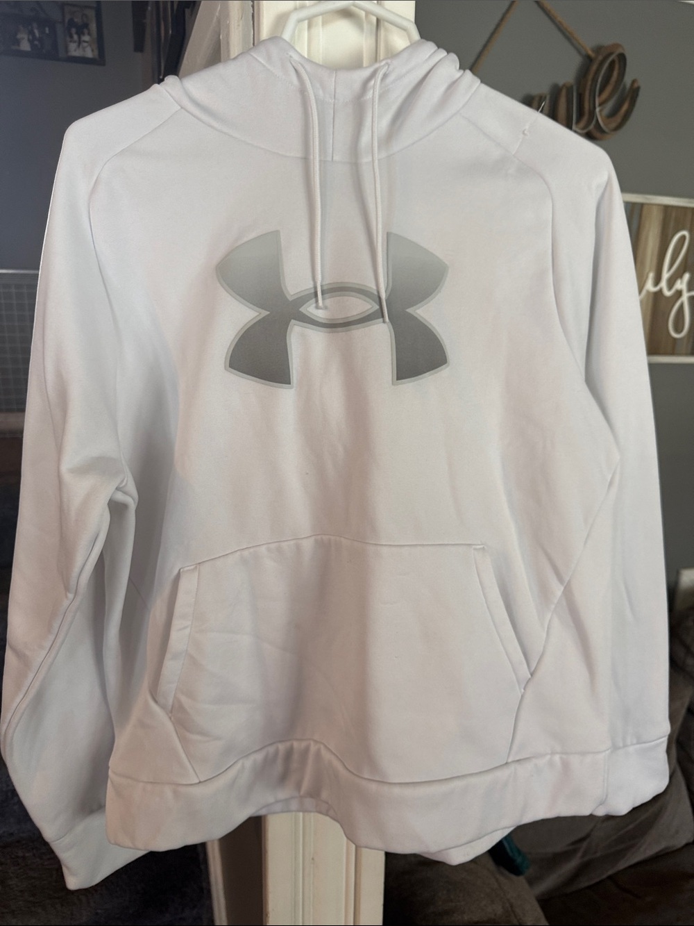 Under Armour White Hoodie with Gray Logo